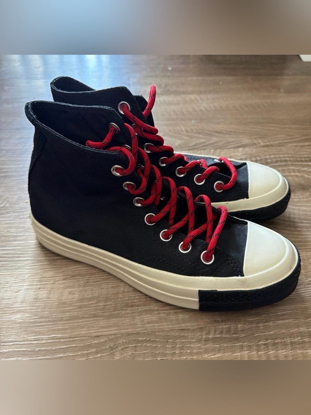 Vans Black High-Top Sneakers with Red Laces